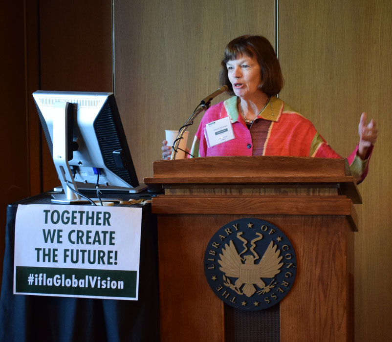 IFLA President Donna Scheeder during her opening remarks