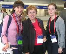 Yulia Kashpruk, Ukrainian Library Association President Valentyna Pashkova and Fiona Bradley