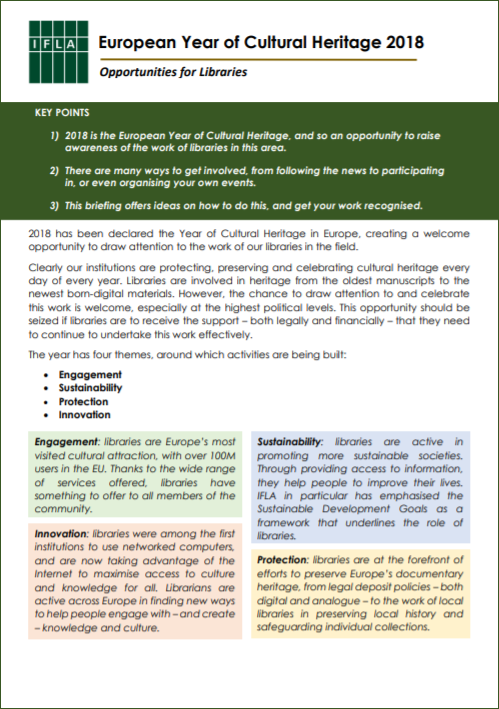 Front page of IFLA Briefing