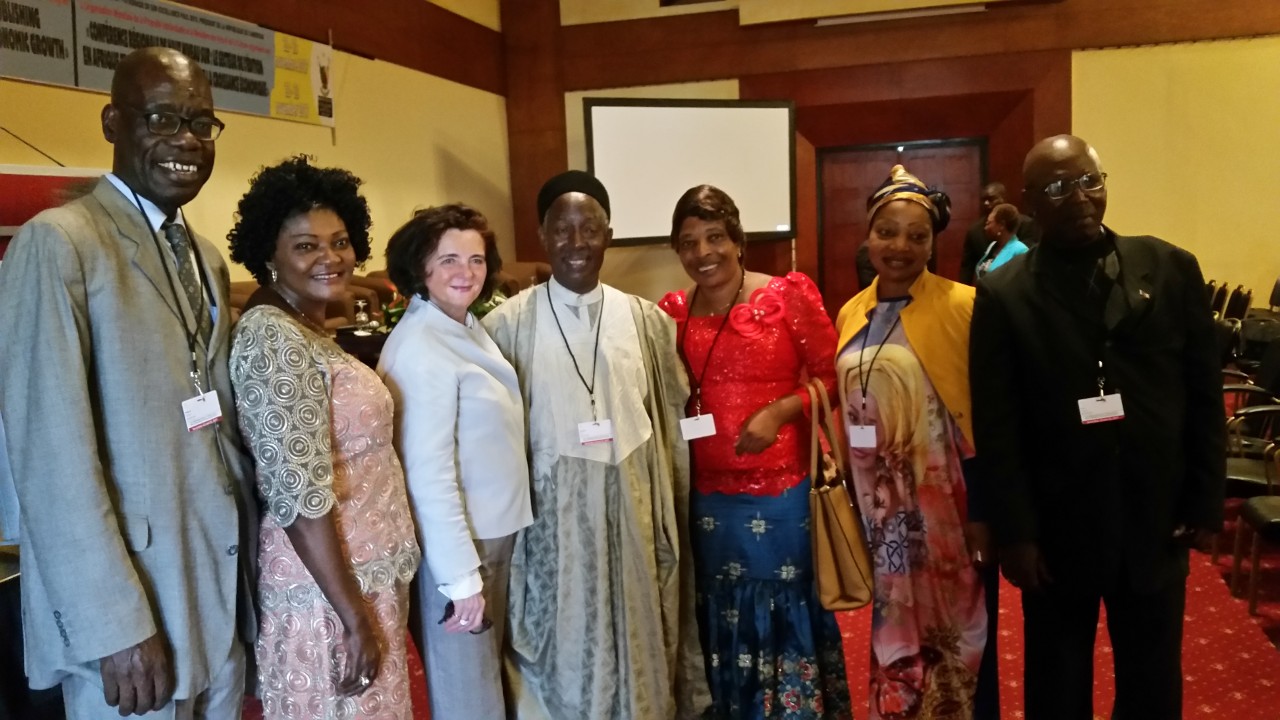 WIPO Deputy Secretary General Sylvie Forbin (3rd from left) with President of ABADCAM Alim Garga (third from right)