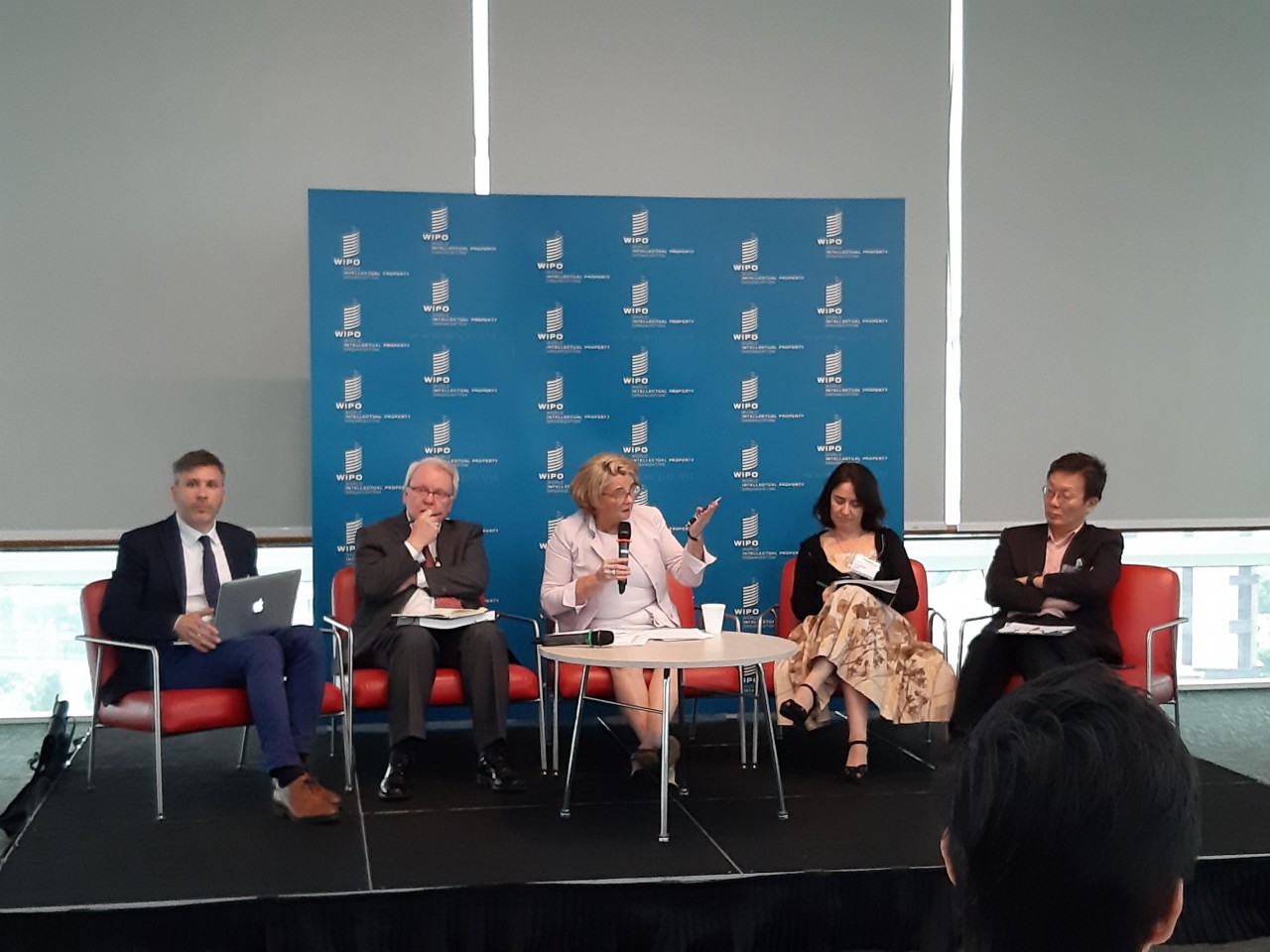 Panel at the WIPO Singapore Workshop. (l-r) Dr Yaniv Benhamou, Professor Kenneth Crews, Sylvie Forbin (WIPO), Professor Raquel Xalabarder, Professor Daniel Seng)