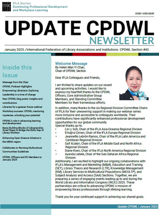 Cover of UPDATE CPDWL newsletter.
