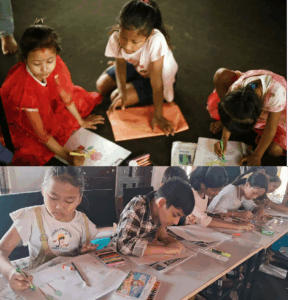 Children at the children section of the Jhuwani Community Library and Resource Centre Children at the children section of the Jhuwani Community Library and Resource Centre