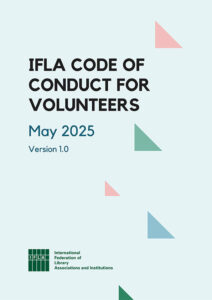 Publication coversheet with text: IFLA Code of Conduct for Volunteers