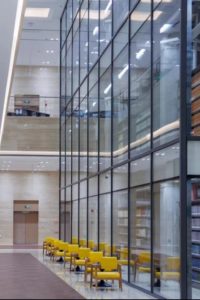 Glazed Walk in Bookstacks