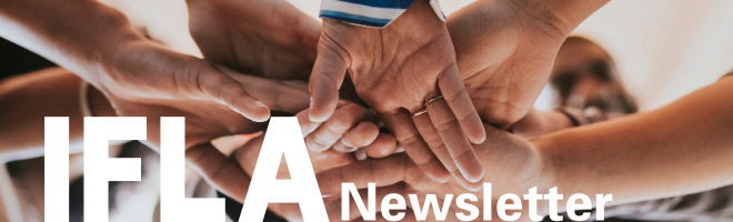 An image of a group of hands. Text: IFLA newsletter