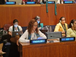Mara speaking Mara Jekabsone intervenes at the Voluntary National Review of Latvia