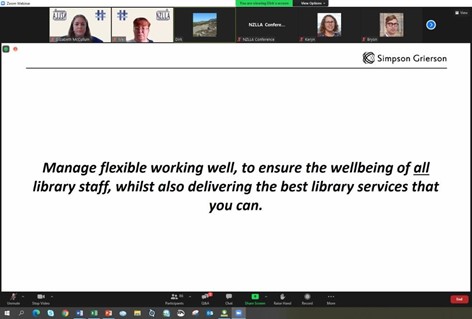 NZLLA 3 1 Dirk Anderson (Research Services Manager, Simpson Grierson) discussing learnings from trialling flexible working.