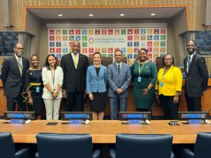 Odean Odean Cole-Phoenix with the Jamaican delegation at the United Nations