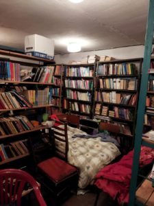 Ukraine 10 Library using their bookshelves as a shelter