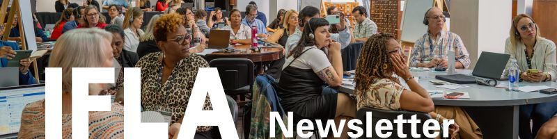 Group photo of IFLA workshop attendees with text: "IFLA Newsletter, February 2025"