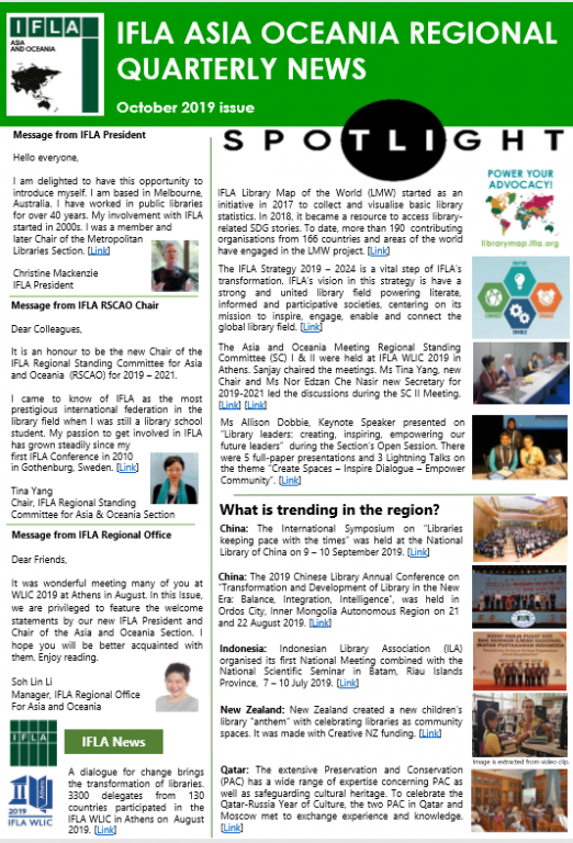 IFLA RSCAO Newsletter October 2019