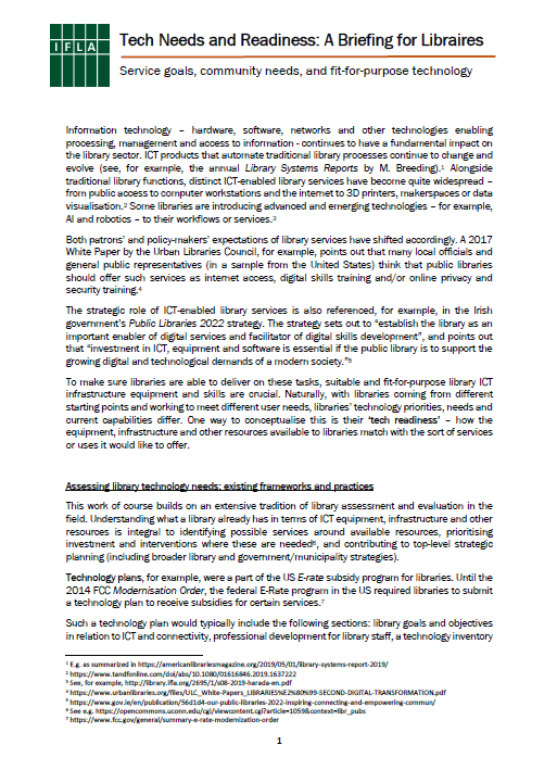Library Tech Needs and Readiness - Briefing - TItle Page