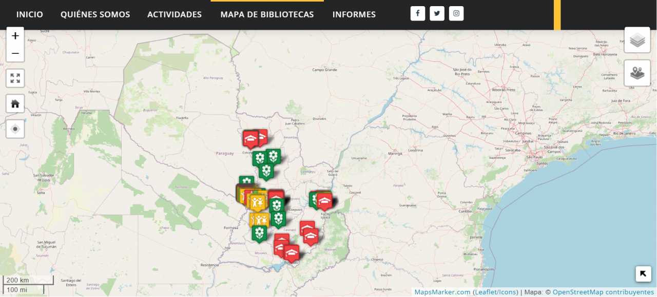 APGI map of libraries in Paraguay