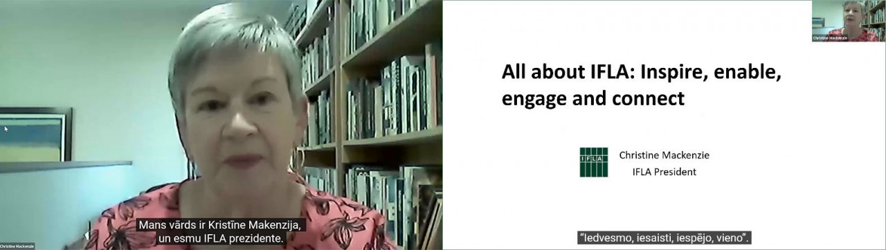 IFLA President Christine Mackenzie opened with her keynote speech the online conference of the Latvian Association of Libraries