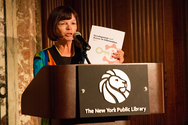 IFLA President Donna Scheeder, during her address at the DA2I Launch