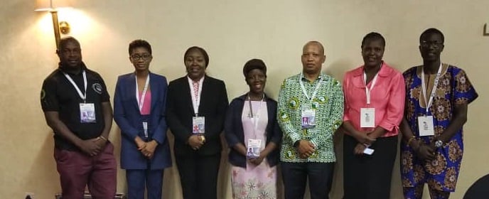 Speakers at IFLA-Library-Aid Africa Side Event: (l-r) Shadreck Ndinde, Deborah Brown, Victoria Okojie, Tinashe Kuzuwazuwa, Kepi Madumo, Winny Nekesa, Damilare Oyedele  
