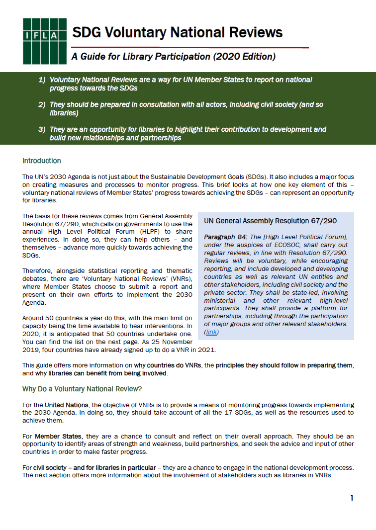 Front page of VNR Review 2020