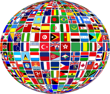 Globe made up of flags from countries around the world