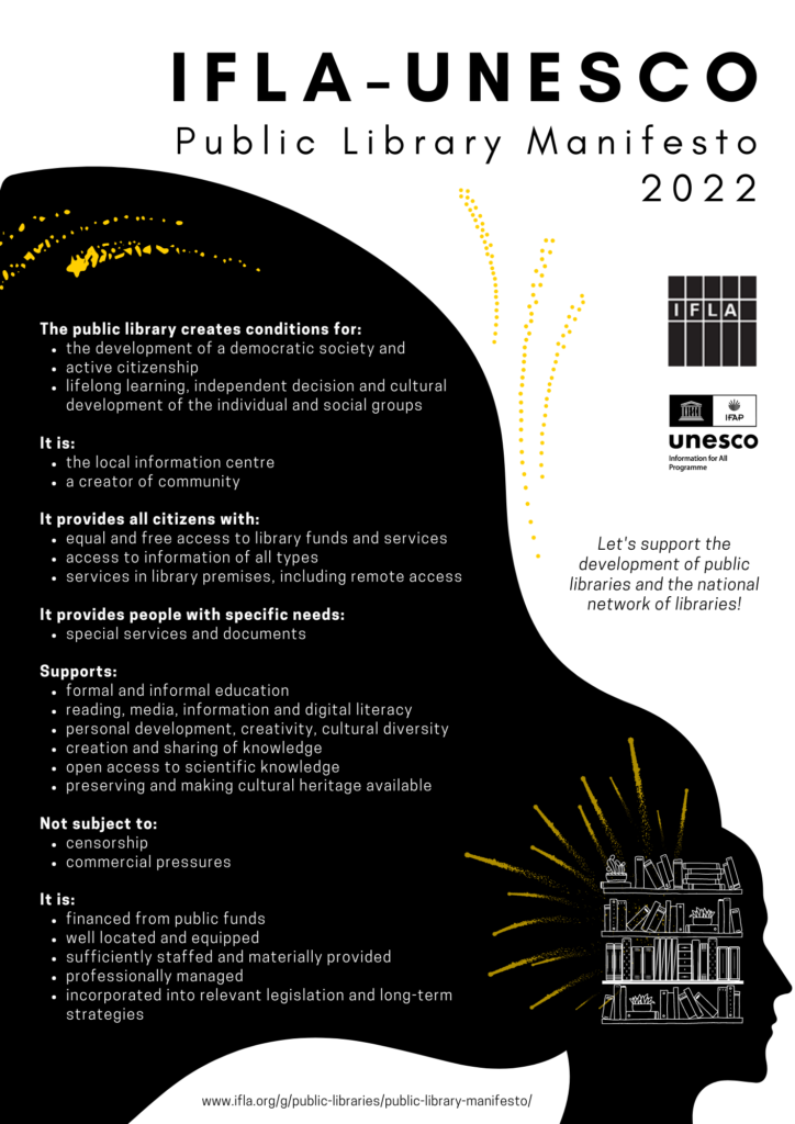 pl manifesto 2022 poster en IFLA Public Library Manifesto 2022 (Poster)
