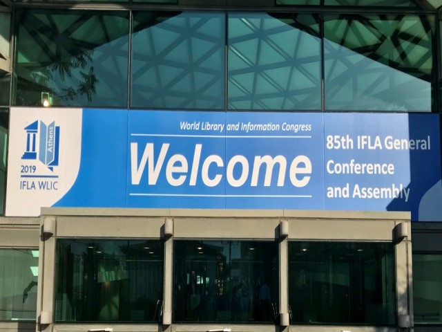 Welcome sign to IFLA WLIC Athens 2019
